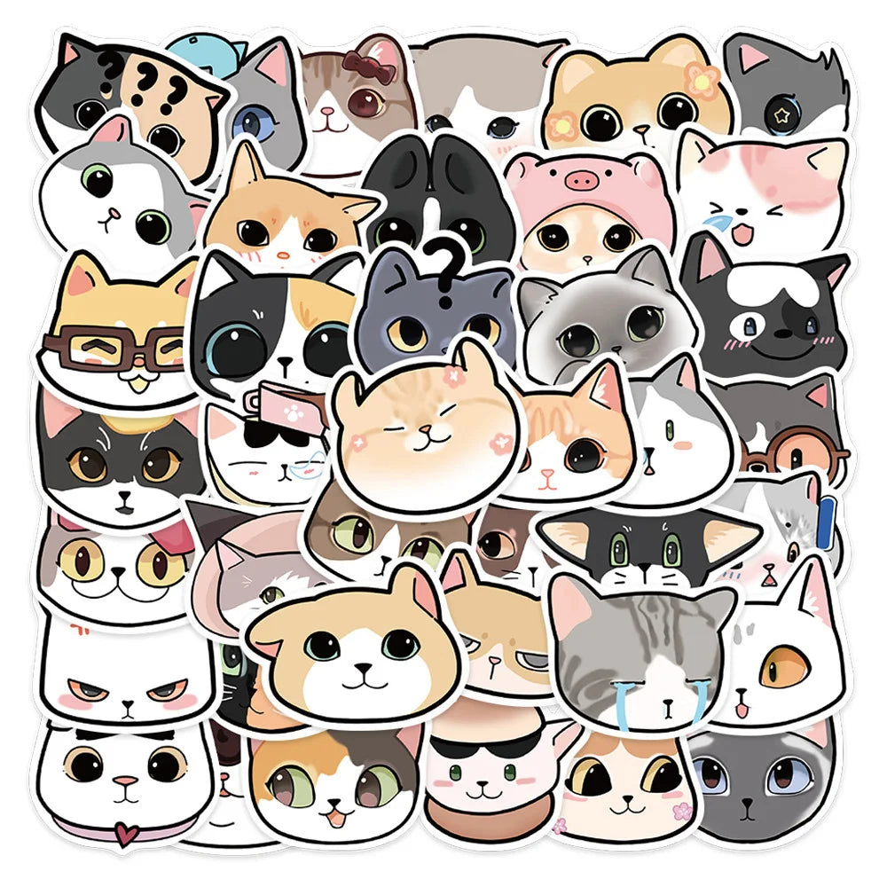 Cartoon Cat Stickers Decals for Laptop Phone Car Guitar Suitcase Waterproof (ONLINE ORDER ONLY)