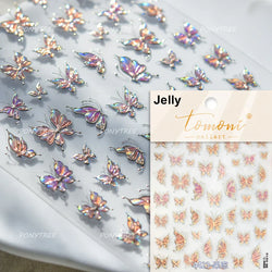 Yellow Butterfly Rose Flower Lace Gradual Wing Charming Romantic Jelly Camellia Self Adhesive Nail Art Stickers Manicure Decals (Online Order Only)