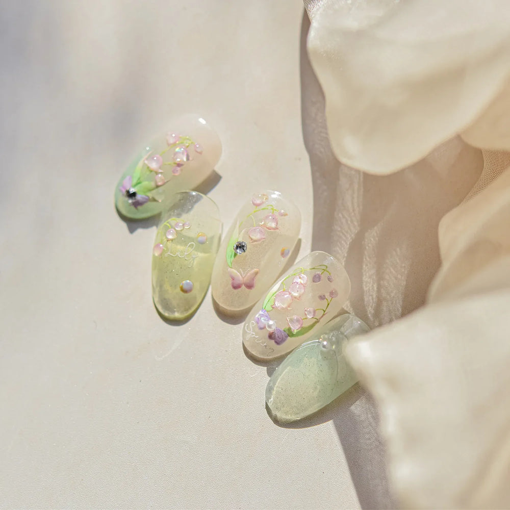 Lily of The Valley Star Spring Flower Bowknot Butterfly Water Bubbles Self Adhesive Nail Art Stickers Rhinestone Manicure Decals (ONLINE ORDER ONLY)