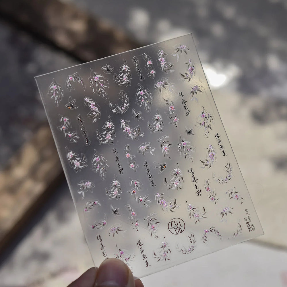 Antique Flowers Bird Swallow Fruit Narcissus Orchid Oranges Peaches Grape Cherry Strawberries Nail Art Stickers Manicure Decals (ONLINE ORDER ONLY)