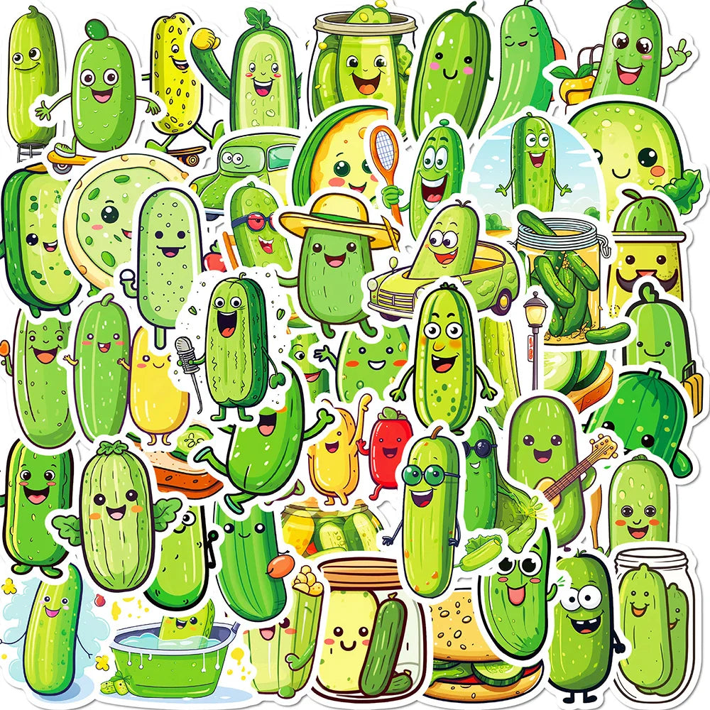 Cartoon Pickle Stickers Decals for Laptop, Phone, Suitcase, Scrapbook - 10/30/50pcs (Online Order Only)