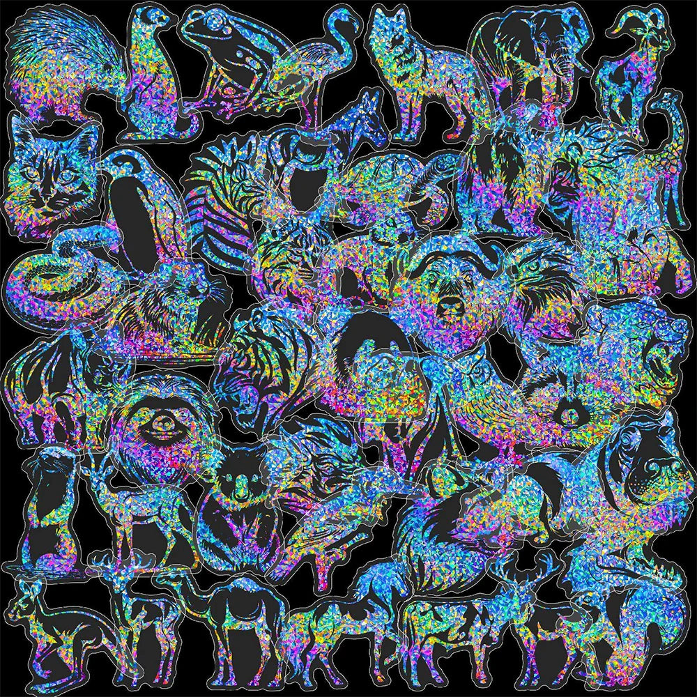Holographic Animal Stickers: Laptop, Phone, Car, Fridge, Kids Toy (10/30/50pcs) (Online Order Only)