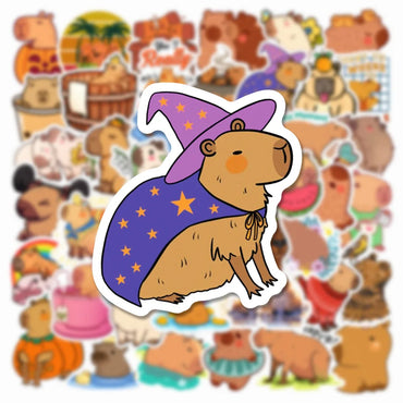 10/50pcs Cute Cartoon Capybara Graffiti Stickers DIY Scrapbook Guitar Notebook Phone Luggage Car Waterproof Sticker Toy (Online Order Only)
