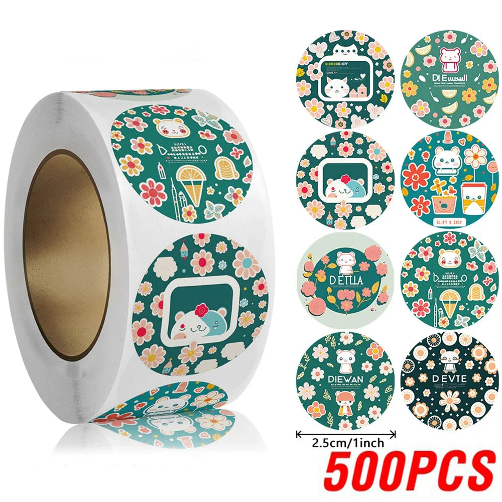 100-500pcs Cute Reward Sticker 1inch Cartoon Animal Stickers For Kids Gift Decor Envelope Sealing Labels Stationery Stickers (ONLINE ORDER ONLY)