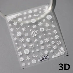 Winter Christmas Crystal Delicate Hexagon Romantic Laser Silver Chic Snowflakes Self Adhesive Nail Art Sticker 5D Manicure Decal (ONLINE ORDER ONLY)