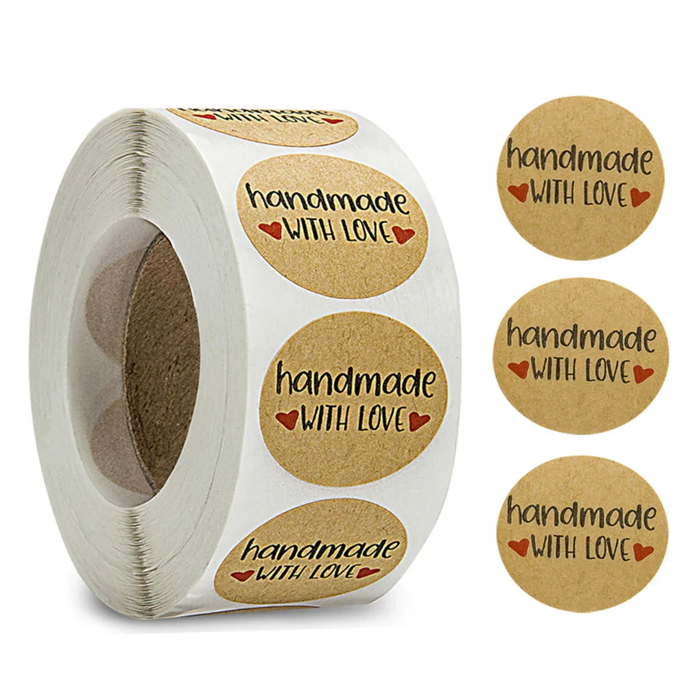 500pcs/roll Handmade with Love Letter Stickers Thank You Stickers Labels Wedding Box Gift Packing Decoration Stationery Stickers (ONLINE ORDER ONLY)