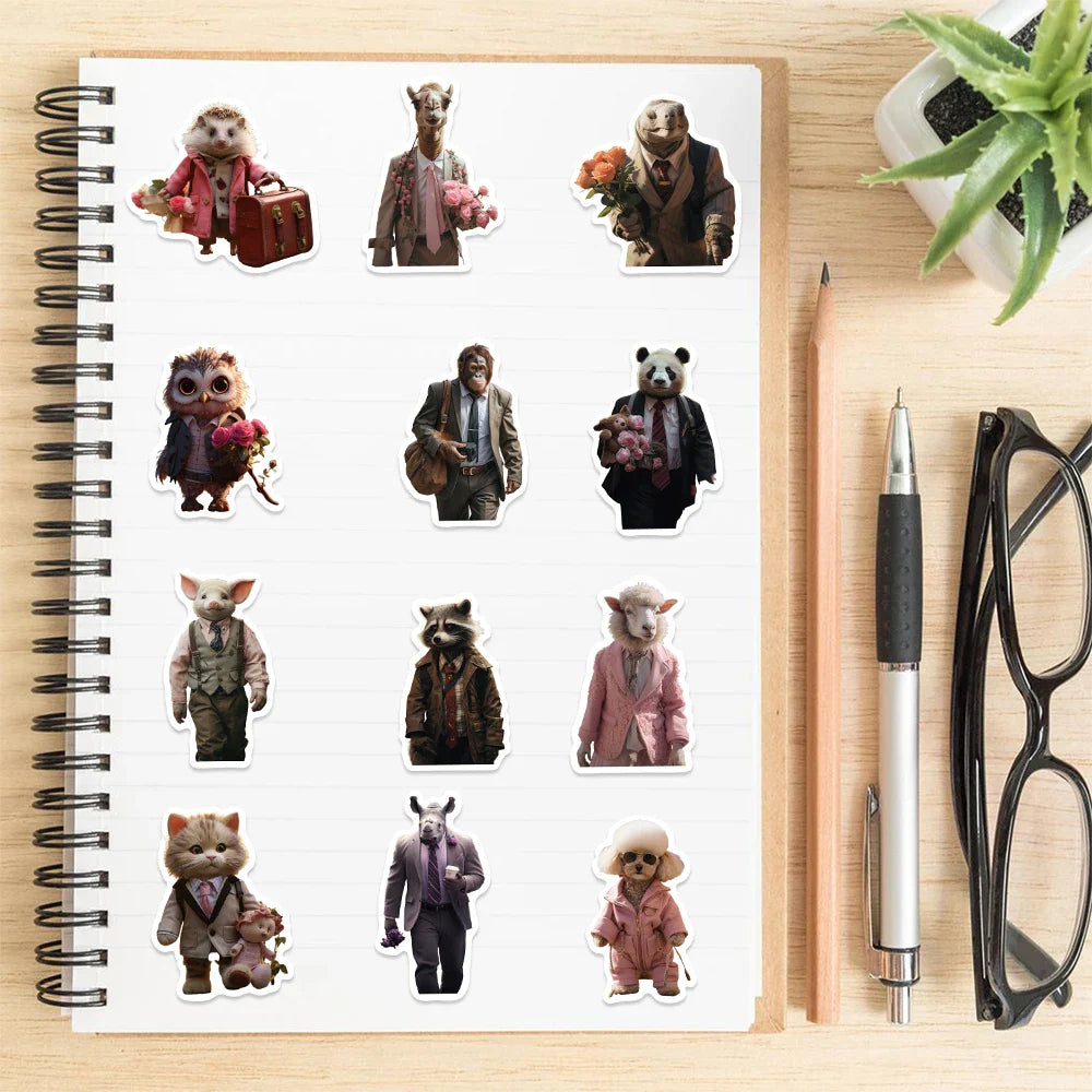 52PCS New Art Animal Retro Funny Kawaii Sticker DIY Phone Laptop Luggage Skateboard Graffiti Decals Fun for Kid Toy (ONLINE ORDER ONLY)