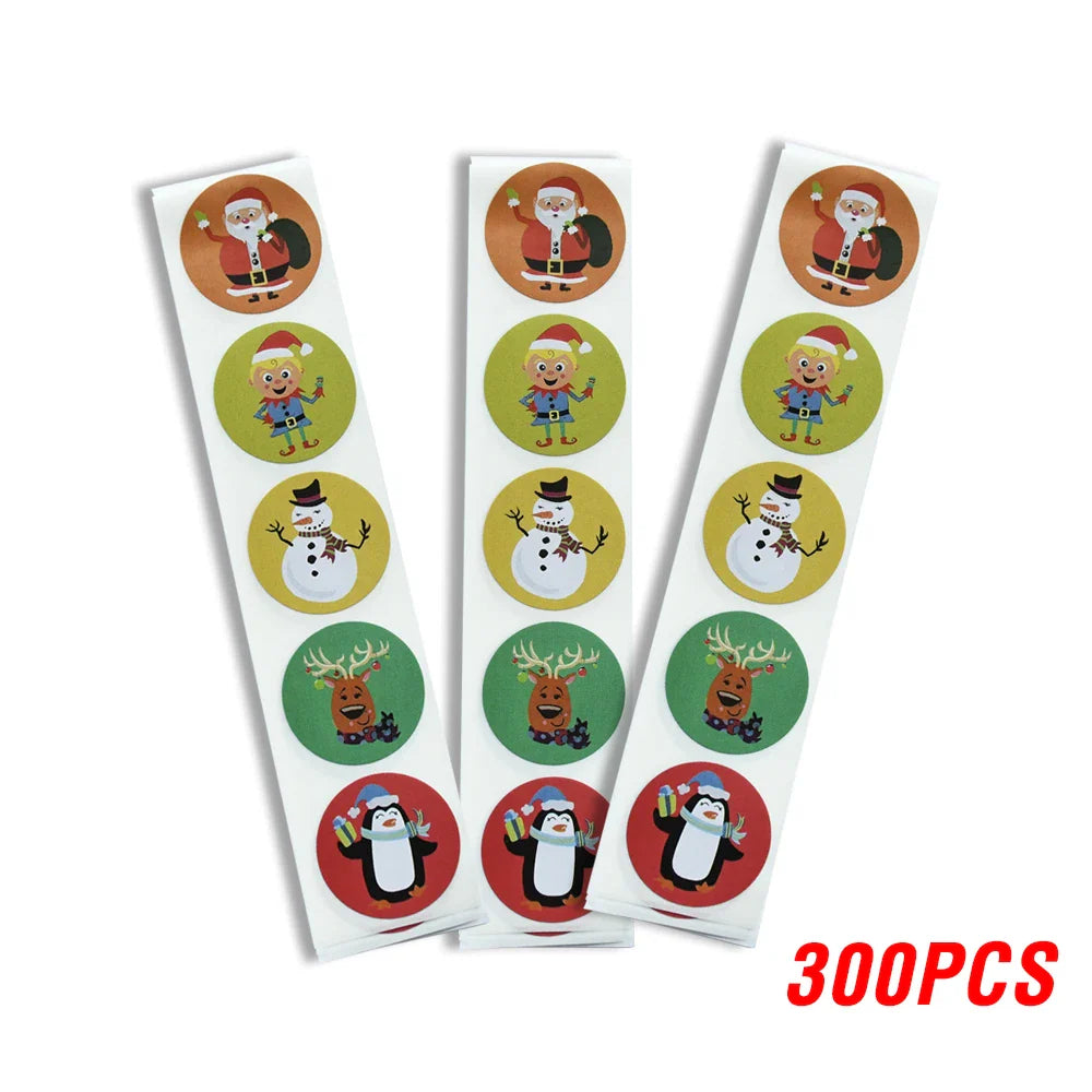 100-500pcs Christmas Sticker 8 Designs Pattern Cartoon Sticker For Kids Toys Christmas Gift Waterproof Adhesive Labels (ONLINE ORDER ONLY)