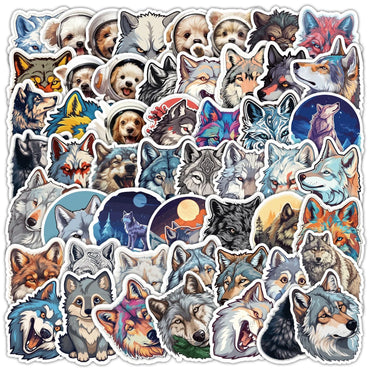 10/50pcs Cute Wolf Dog Graffiti Animal Stickers Waterproof DIY Skateboard Scrapbook Phone Notebook Laptop Fridge Car Sticker Toy (ONLINE ORDER ONLY)