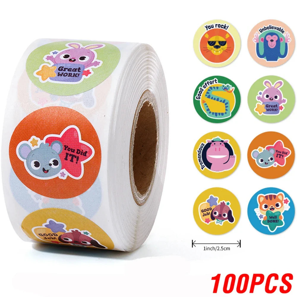 100-500pcs Teacher Reward Sticker Fun Motivation Animal Sticker For School Teacher Student Stationery Stickers (Online Order Only)