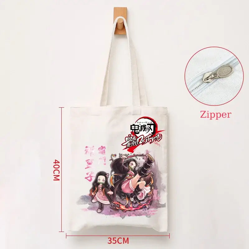 Demon Slayer Canvas Bag: Nezuko & Tanjiro Zipper Tote (ONLINE ORDER ONLY)