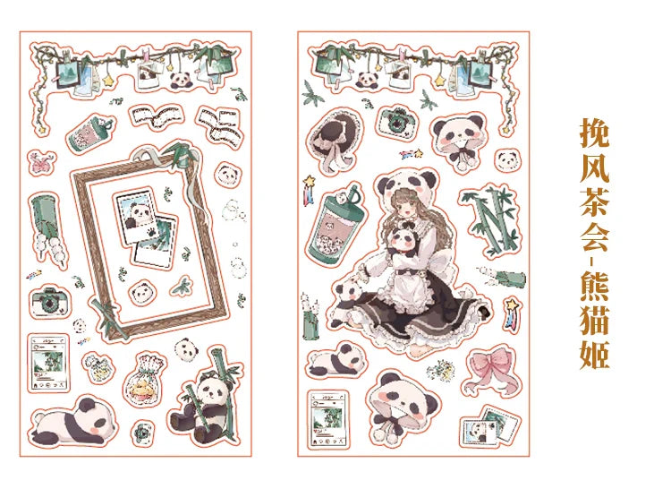 2 Sheets Cute Lolita Girl Decoration Sticker Aesthetics Hand Account DIY Collage Material Kawaii Stationery Scrapbooking Sticker (Online Order Only)