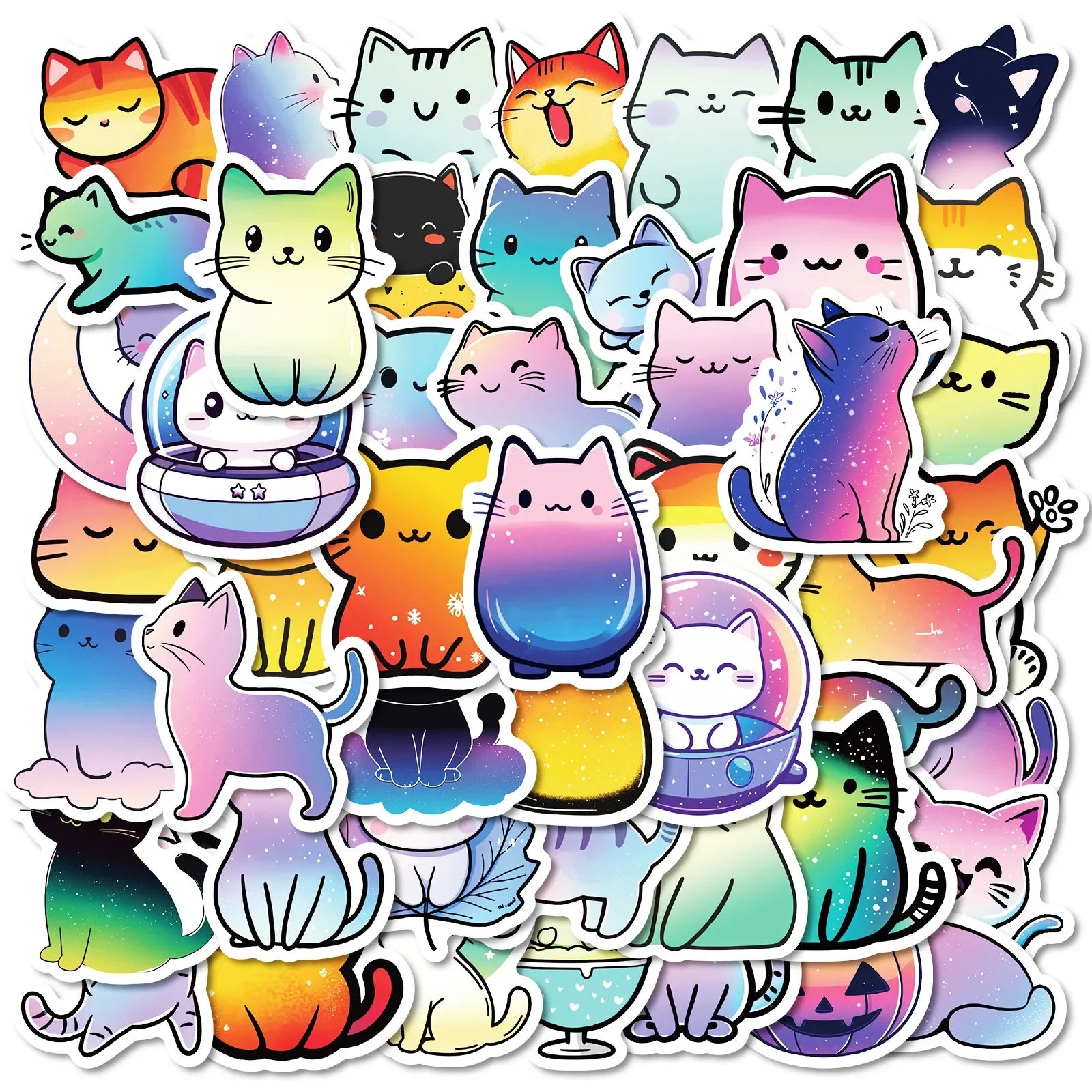 50pcs Cool Colorful Cat Graffiti Stickers for Helmet, Wall, DIY Decor (ONLINE ORDER ONLY)