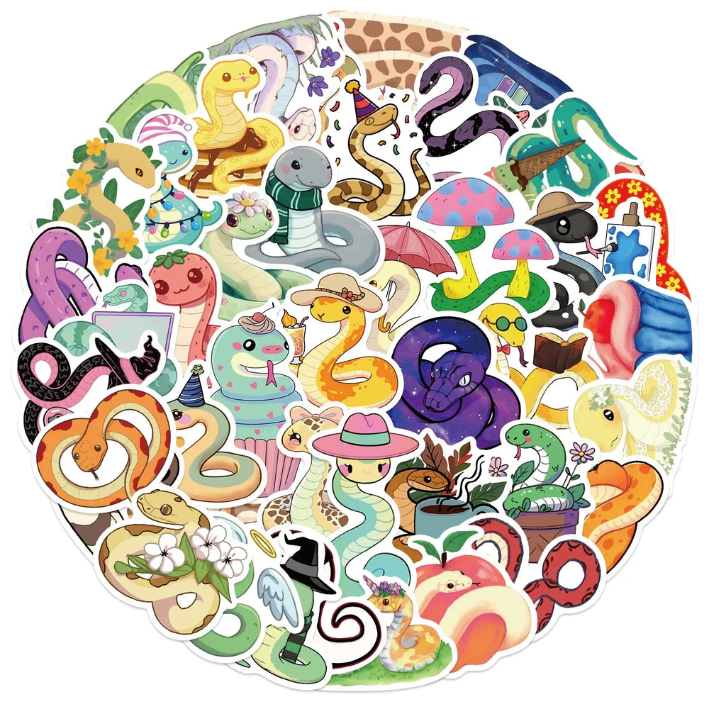 Macaron Snake Cartoon Stickers for Laptop, Luggage, Phone, Car - 10/30/50pcs (ONLINE ORDER ONLY)