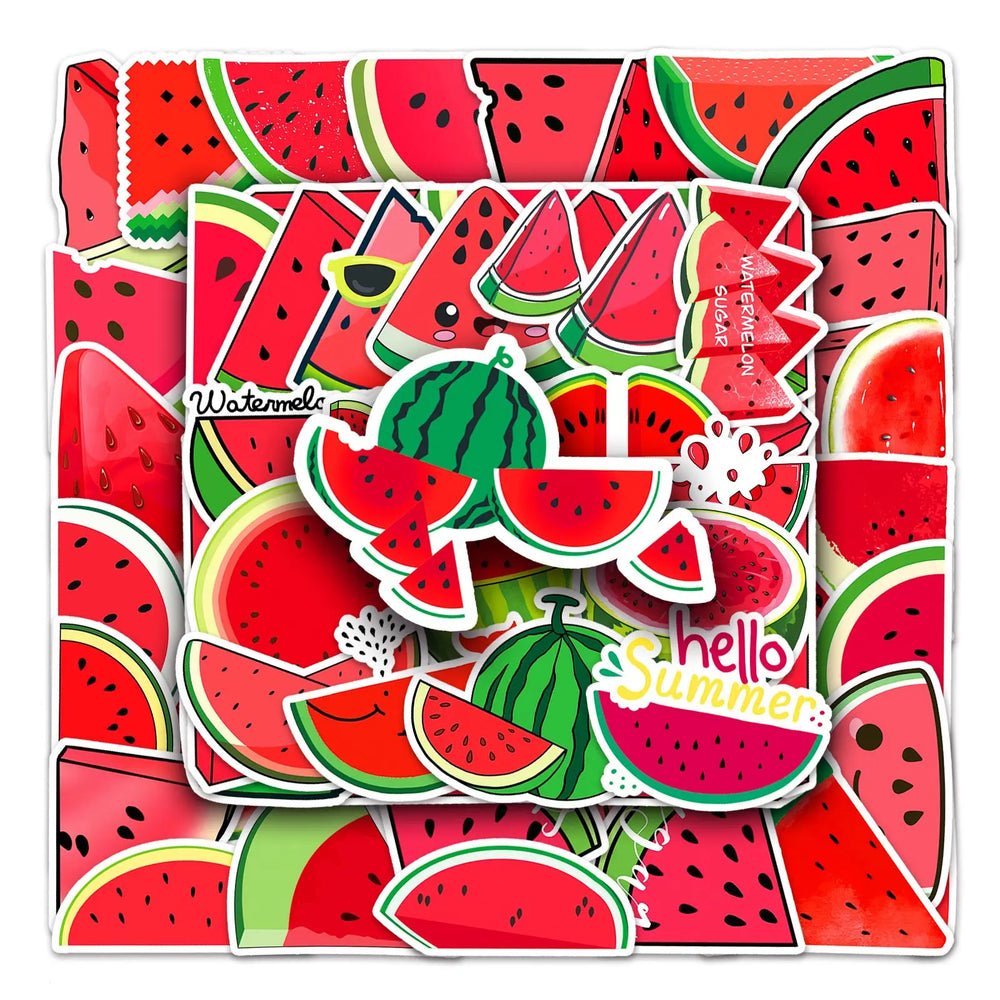 50Pcs Watermelon Cartoon Waterproof Vinyl Stickers for Skateboard Snowboard (Online Order Only)