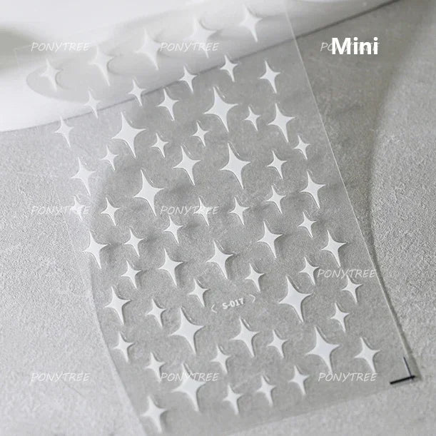 Romantic Purple Star Moon Butterfly Bowknot Retro Water Drop Gem Starburst Adhesive Nail Art Stickers Starlight Manicure Decals (ONLINE ORDER ONLY)