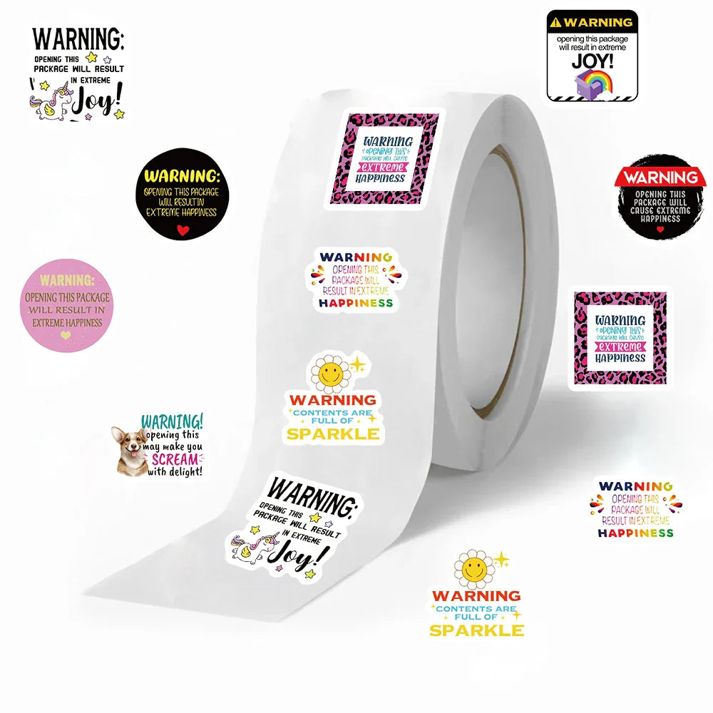 500pcs Warning Phrase Reward Sticker Roll Labels Cartoon Roll Sticker for Kids Gift Decor Envelope Sealing Scrapbooking (Online Order Only)