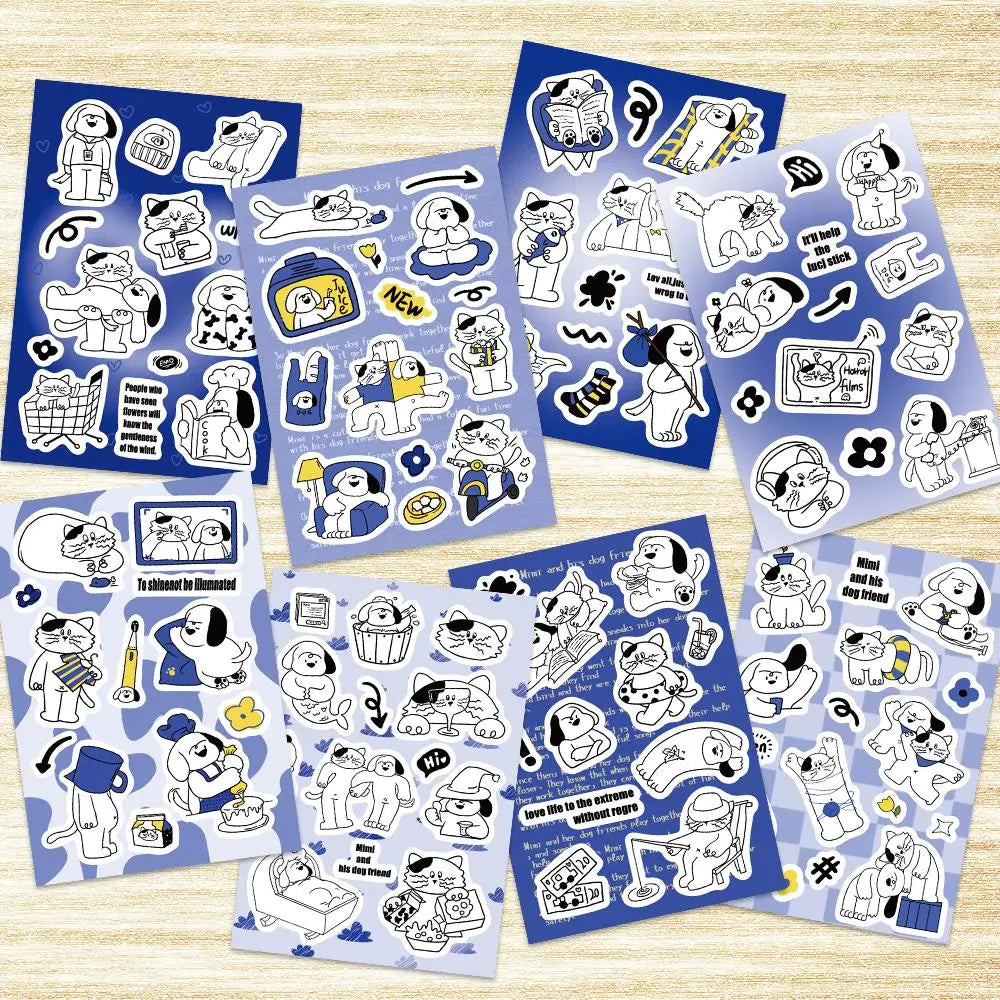 8PCS Cute Puppy Stickers Waterproof Decorative Scrapbook Laptop Phone Kids Gift (Online Order Only)