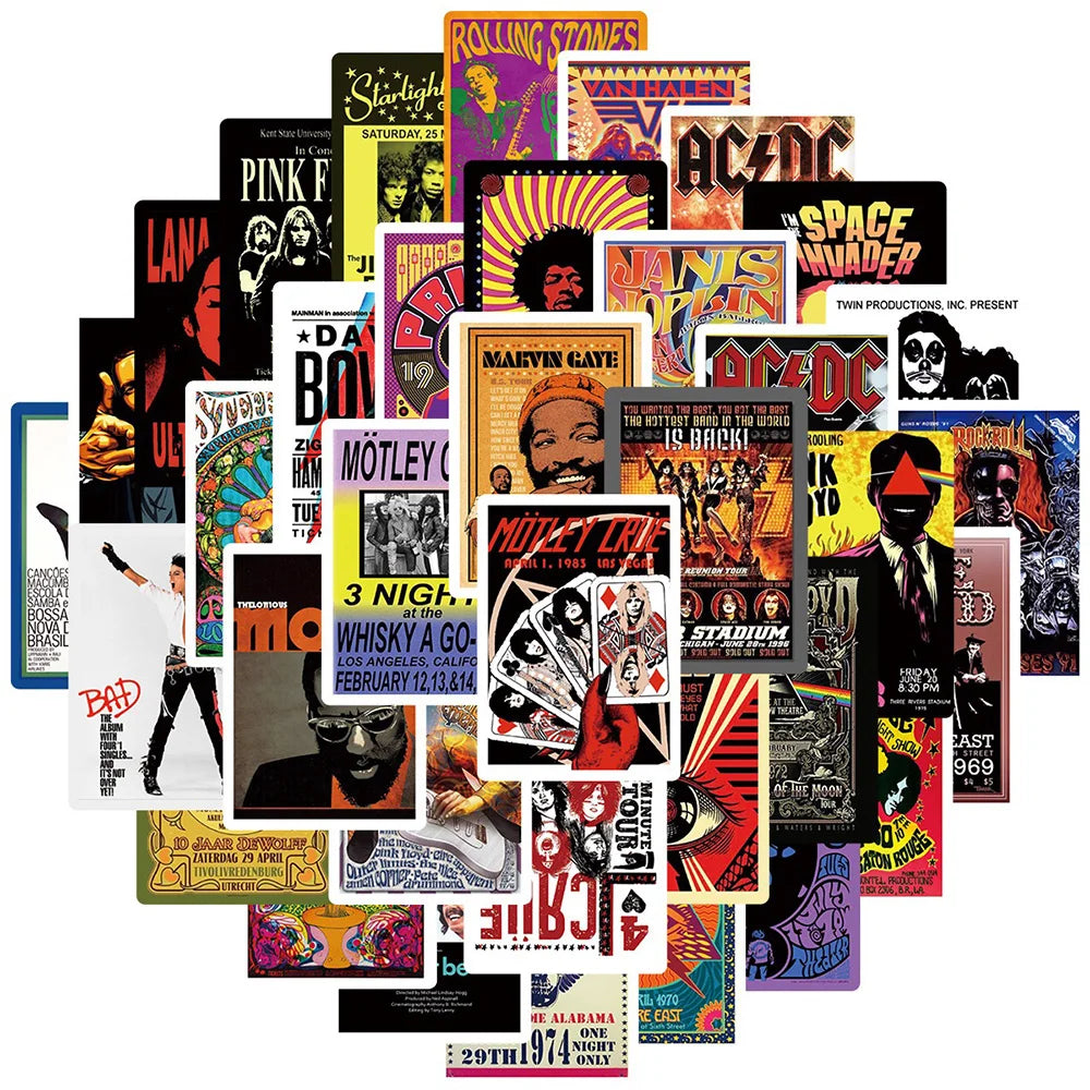 Pop Rock Music Stickers for Phone Laptop Luggage Skateboard - 10/30/50PCS Decals for Kids (ONLINE ORDER ONLY)