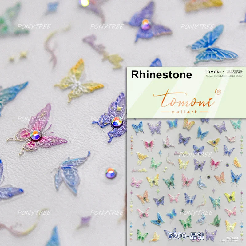 Dreamy Moon Stars Love Heart Butterfly Bowknot Lace Shiny Starburst Ribbon Delicate Adhesive Nail Art Stickers Manicure Decals (Online Order Only)