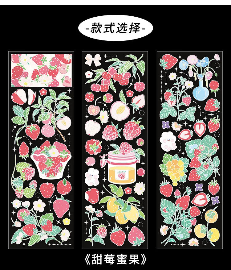 3Pcs/lot Cute Strawberry Flowers Decorative Sticker PET Scrapbooking Sticker Label Diary Album Stationery Aesthetic Art Supplies (ONLINE ORDER ONLY)