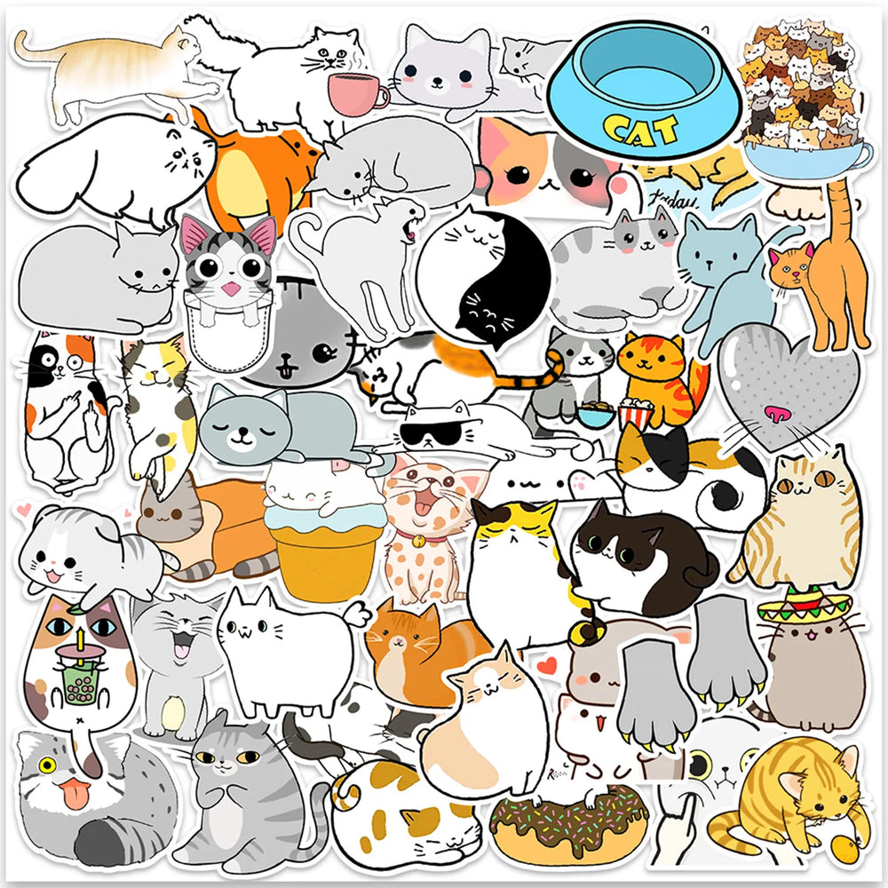 50pcs Cute Animal Cats Dog Water Proof Stickers Cartoon Decals DIY Diary Suitcase Scrapbook Phone Laptop Bike Kids Toy Sticker (ONLINE ORDER ONLY)