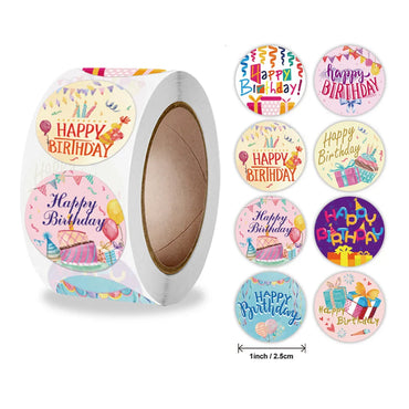 100-500pcs Happy Birthday stickers Gift packaging Sealing Label DIY Party decoration Self-adhestive Handmade Stationery Sticker (ONLINE ORDER ONLY)