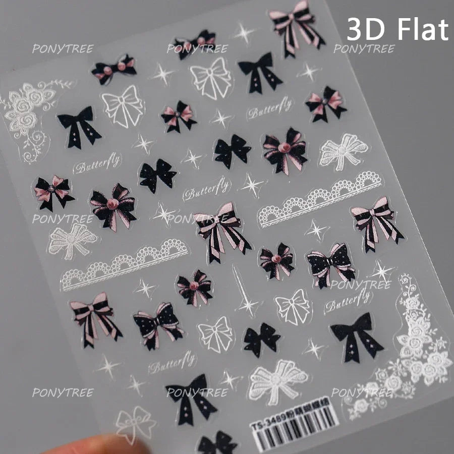 Black Cat Kitten Glasses Camera Timepiece Shoe Notebook Vase Pen Teapot Bowknot Item Adhesive Nail Art Stickers Manicure Decals (Online Order Only)