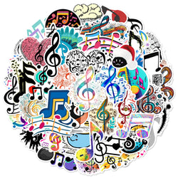 Musical Note Stickers 10/30/60PCS Cartoon Decals for Laptop Guitar Suitcase Skateboard DIY (Online Order Only)