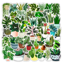 Green Plant Stickers - 10/25/50pcs Waterproof DIY Scrapbooking Decor (Online Order Only)