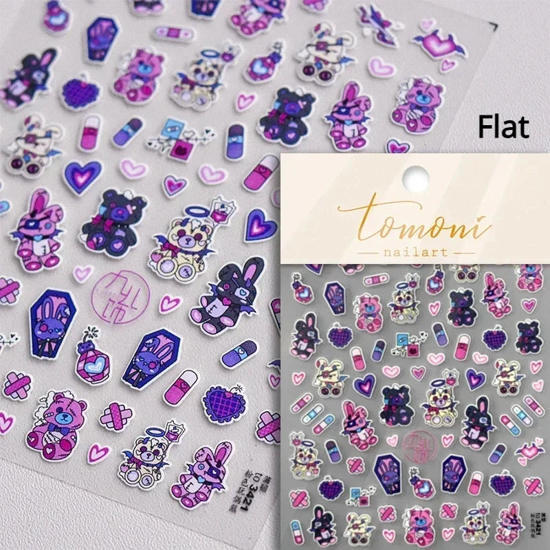 Halloween Ghost Pumpkin Bat Coffin Cat Spider Demon Jelly Self Adhesive Nail Art Sticker Terrifying Candy Candle Manicure Decals (ONLINE ORDER ONLY)