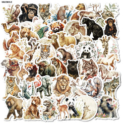 Retro Watercolor Animal Stickers for Kids DIY Motorcycle Laptop Skateboard (Online Order Only)