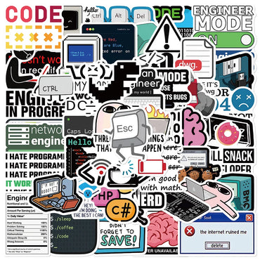 10/50PCS Funny Programming Meme Stickers Java JS Php Docker Html Cloud Language Decals Computer Laptop 404 Network Error Sticker (ONLINE ORDER ONLY)