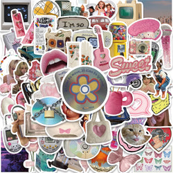 65PCS Y2K VSCO Vintage Aesthetic Stickers for Diary, Motorcycle, Phone, Scrapbook (ONLINE ORDER ONLY)