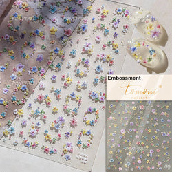 Flower Garden Purple Yellow Pink Daisy Butterfly Delicate 5D Soft Relief Adhesive Nail Art Decoration Sticker 3D Manicure Decals (ONLINE ORDER ONLY)
