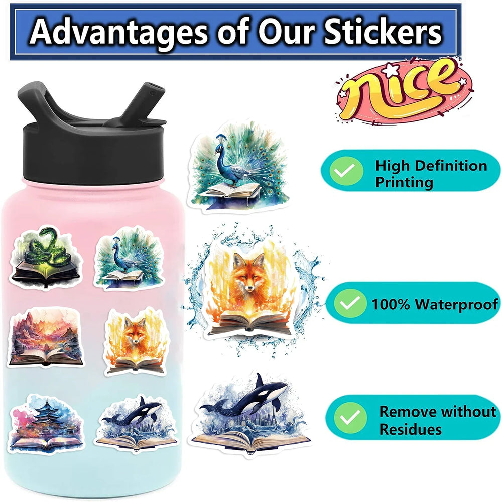 50PCS Funny Magic Tome Stickers Cartoon Aesthetic DIY Skateboard Laptop Luggage Waterproof Cool Decals Kid Toy Sticker﻿ (ONLINE ORDER ONLY)