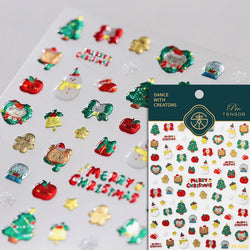 Winter Dreamy Hot Stamping Romantic White Pink Snowflakes Hexagon 3D Self Adhesive Nail Art Stickers Christmas Manicure Decals (ONLINE ORDER ONLY)