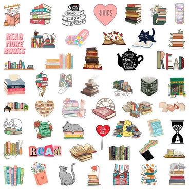 10/30/50PCS Cartoon Animal Reading Children's PVC Sticker Aesthetic Decoration Scrapbooking Stationery School Supplies for Kids (ONLINE ORDER ONLY)