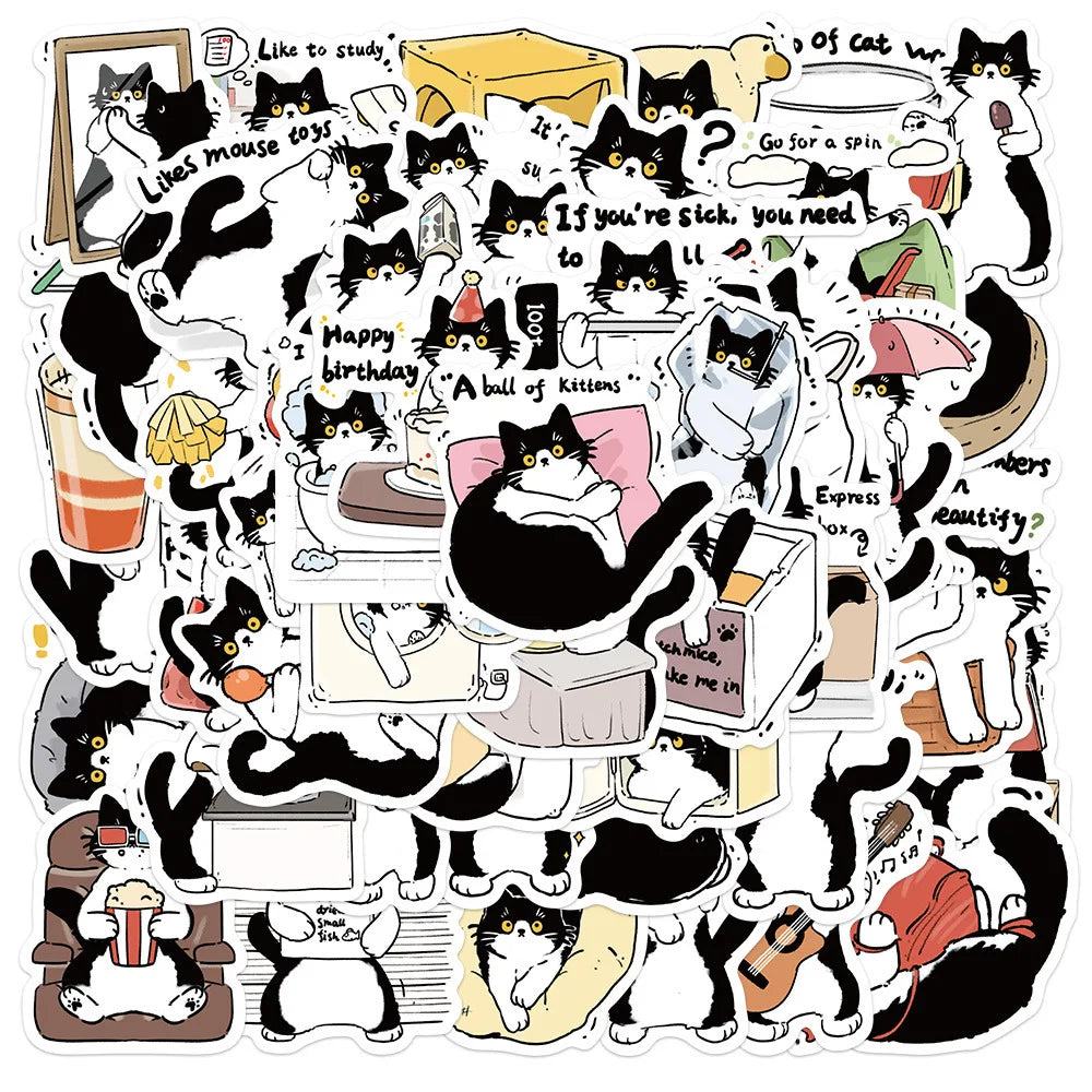Kawaii Cat Stickers 10/30/50PCS Waterproof Cartoon DIY Phone Guitar Bicycle Decor (Online Order Only)