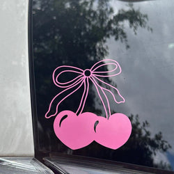 Cute Girly Cherry Bow For Car Stickers Decoration Bumper laptop Sticker Rear Window Fashion Stickers Plant Sport PVC Vinyl Decal (ONLINE ORDER ONLY)
