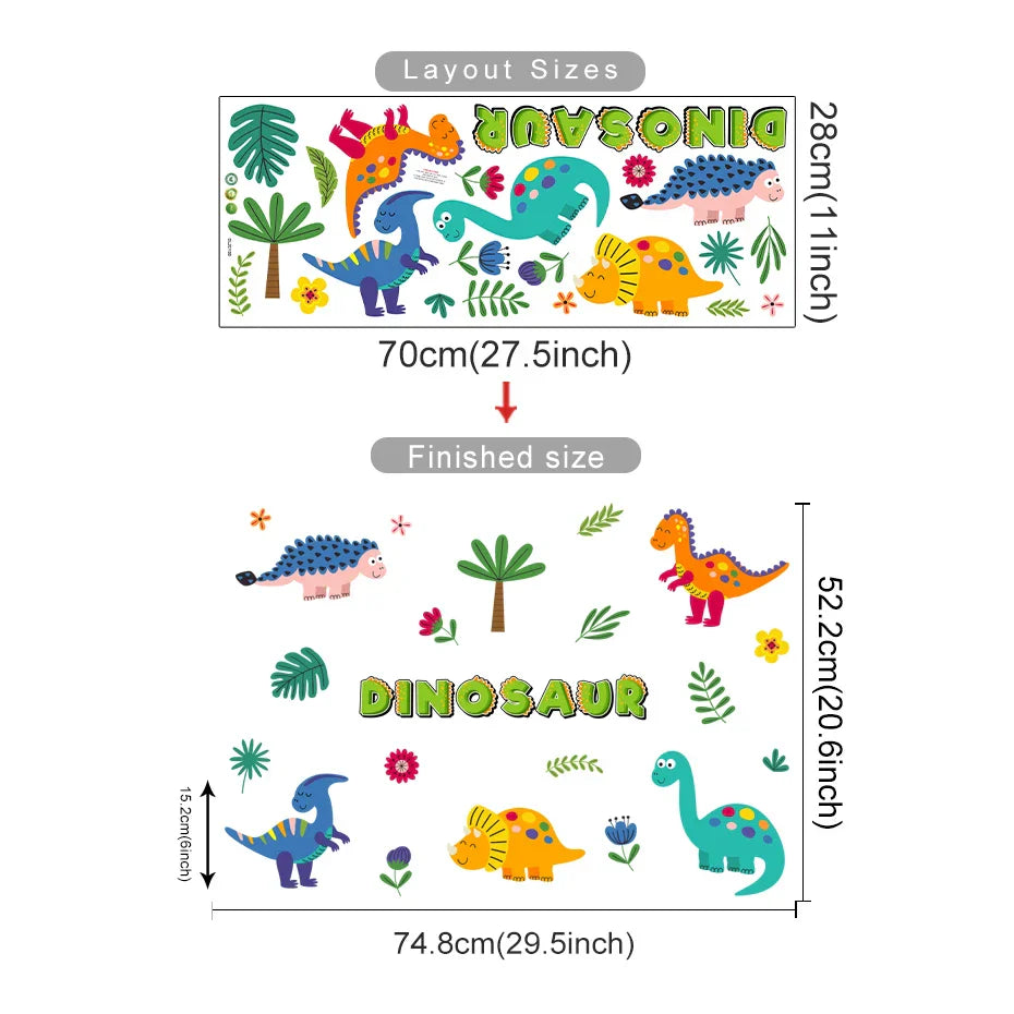 Dinosaur Wall Stickers Decals Waterproof Decor for Bedroom Living Room (Online Order Only)