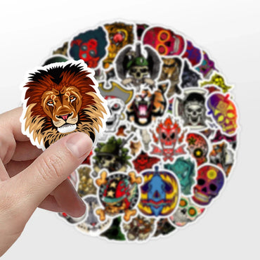 10/30/50PCS Horror Hallowee Gothic Skeleton Stickers Punk Style DIY Waterproof Laptop Luggage Motorcycle Bike Decals Decoration (ONLINE ORDER ONLY)