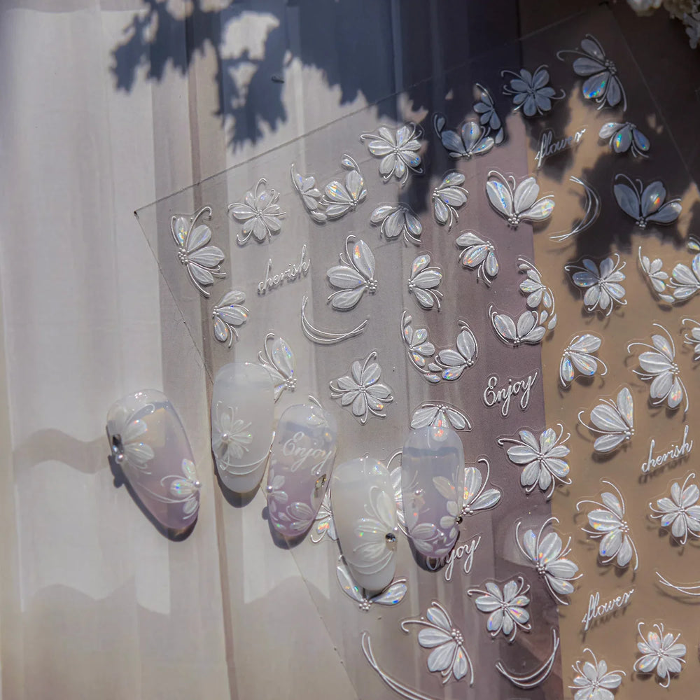 Shiny Cherokee Rose Golden Cherry Blossom Cherish Enjoy Flower Line Petal Delicate Self Adhesive Nail Art Sticker Manicure Decal (ONLINE ORDER ONLY)