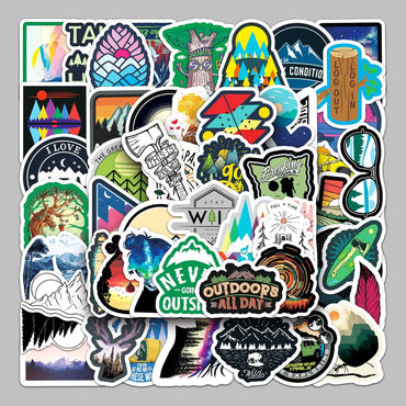 52pcs Cartoon Outdoor Travel Graffiti Stickers for Helmet, Desktop, Wall Decoration, DIY (ONLINE ORDER ONLY)