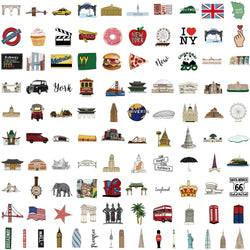 10/30/50/100PCS World Famous Building Stickers Aesthetic Travel Landmark Decals DIY Notebook Suitcase Bike Phone Luggage Sticker (ONLINE ORDER ONLY)