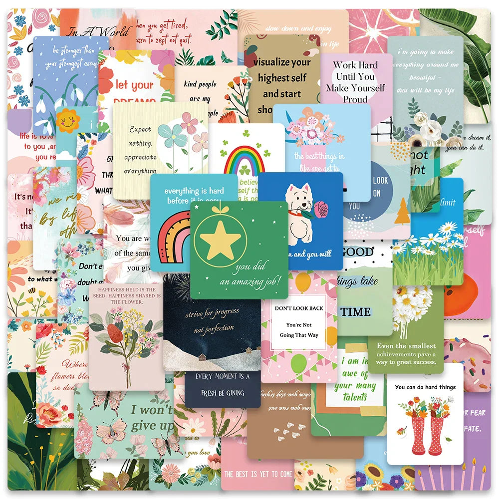 52PCS Inspirational Quote Stickers for Laptop, Bottles, Scrapbooking, Journal, Kids (Online Order Only)