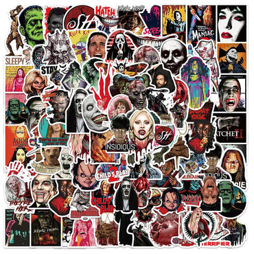 10/30/50/100PCS Mixed Horror Movie Thriller Character Stickers Graffiti Skateboard Phone Guitar Suitcase Bumper Decals Kids Toy (Online Order Only)