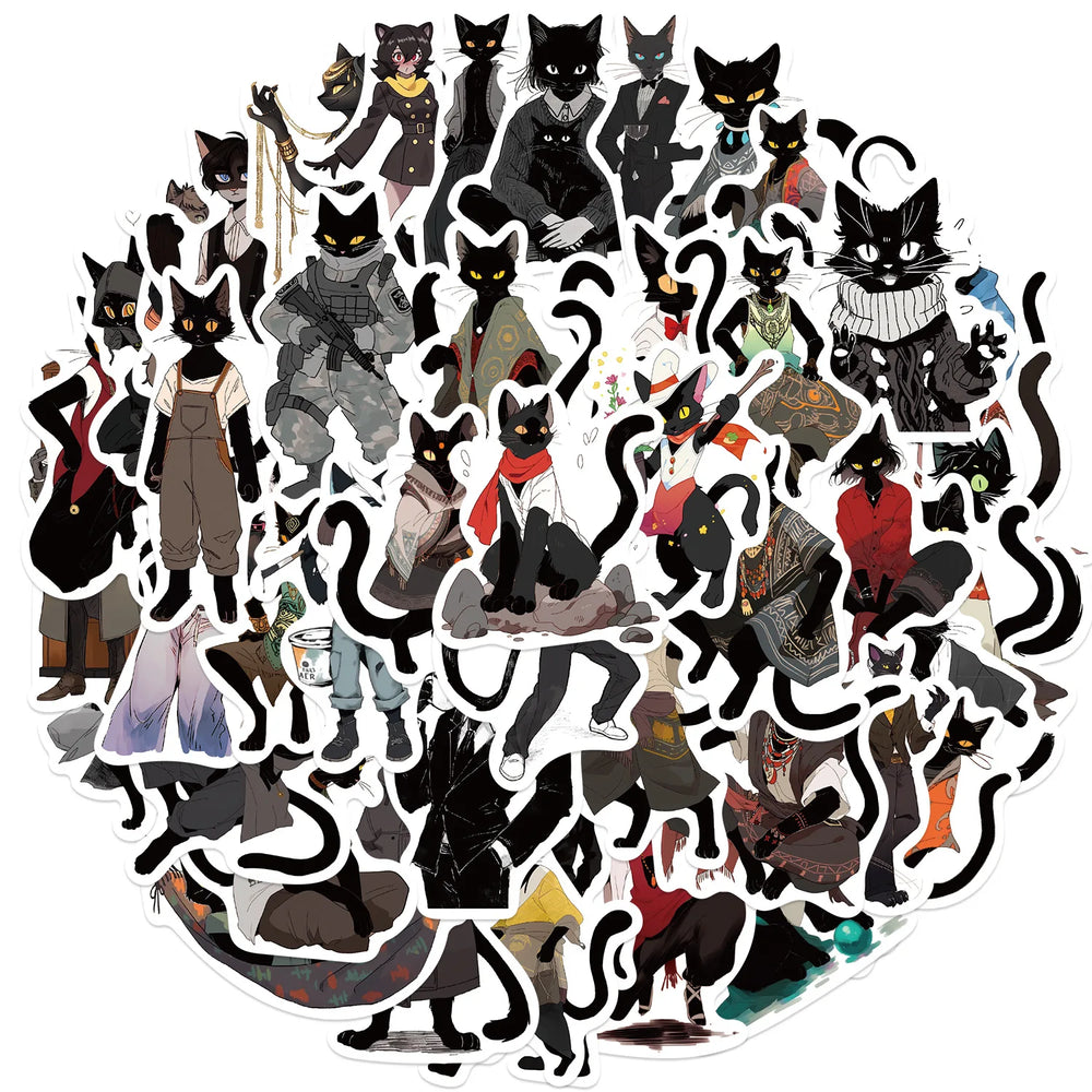 Cartoon Black Cat Stickers 10/30/50Pcs for Laptop, Skateboard, Suitcase, Phone, Car (ONLINE ORDER ONLY)