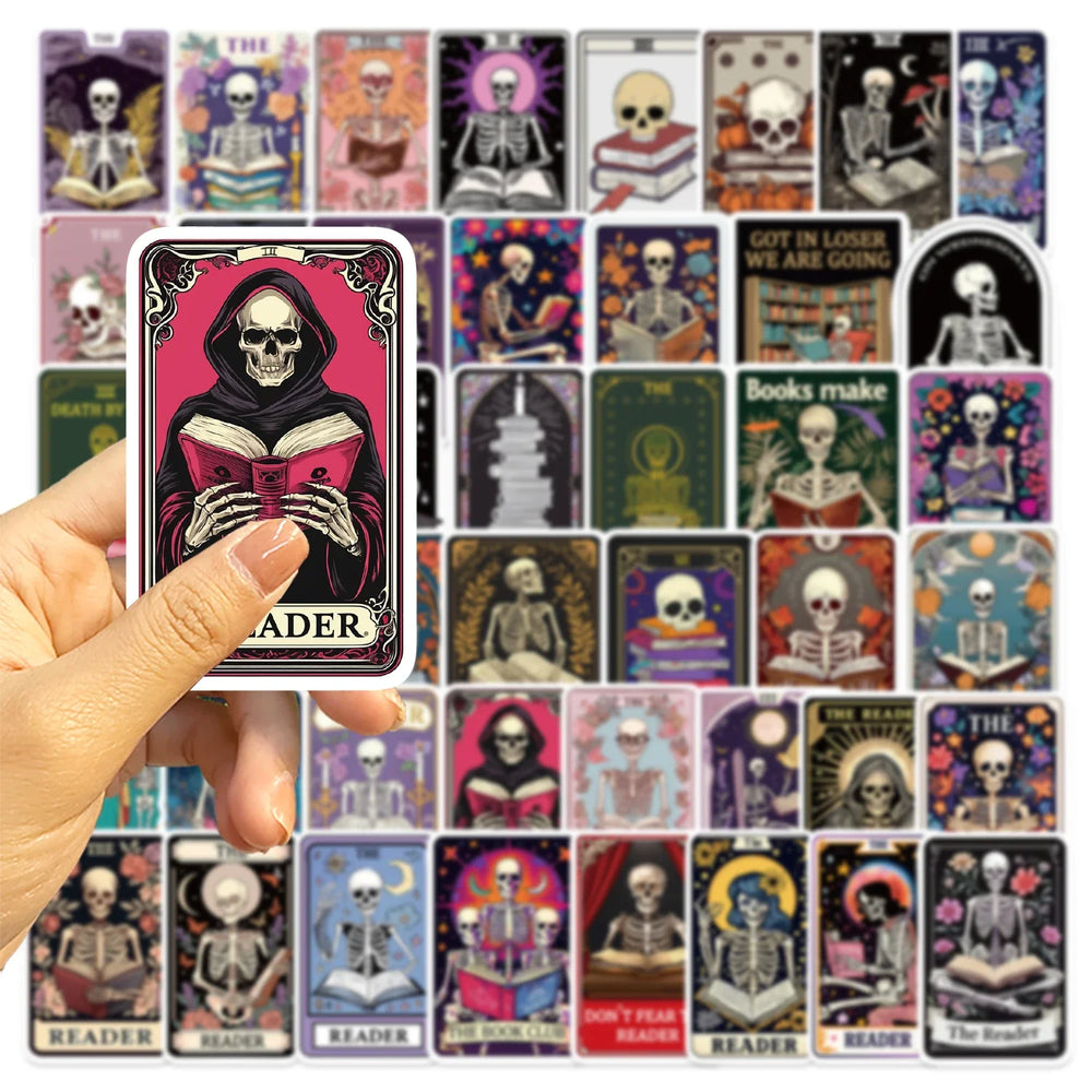 50PCS Creative The Reader Dusty Tarot Card Stickers Phone Cases Laptop DIY Personalized Waterproof Stickers Decorative (ONLINE ORDER ONLY)