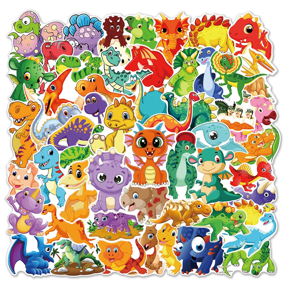Mixed Cartoon Dinosaur Stickers for Scrapbook, Water Bottle, Phone, Laptop, Guitar Decal (10/25/50pcs) (ONLINE ORDER ONLY)